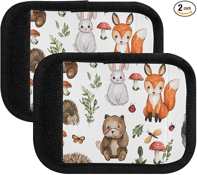 Woodland Animals Luggage Handle Wrap for Suitcase Luggage Tags Handle Covers Identifiers Soft Decorations Travel Accessories 2 Pack