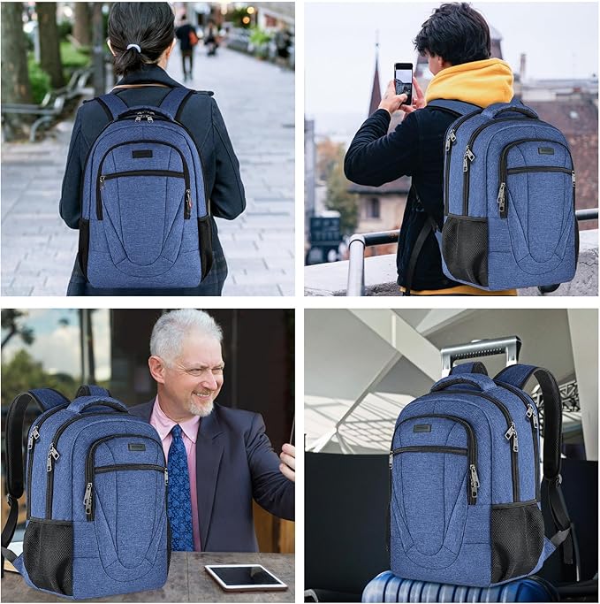 BIKROD Backpack for Women and Men, Extra Large School Backpacks for Teens, Water Resistant Back Pack Fits 17 Inch Laptop, Business Anti Theft Sturdy Computer Bag Gifts, Blue