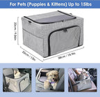SlowTon Dog Booster Car Seat, Reinforce Metal Frame Safe Pet Car Seat with Seatbelt & Waterproof Pee Pad & Top Cover | Portable Collapsible Puppy Carrier Bag | for Small Dogs Cats (with Soft Pad)