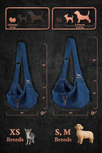 Noah & Paw Dog Sling Carrier for Small Dogs 3-10lb, Dog Sling for Small Dogs and Cats, Dog Carrier with Adjustable Padded Strap, Premium Denim, Lined with Fur, Double Safety Feature, Machine Washable