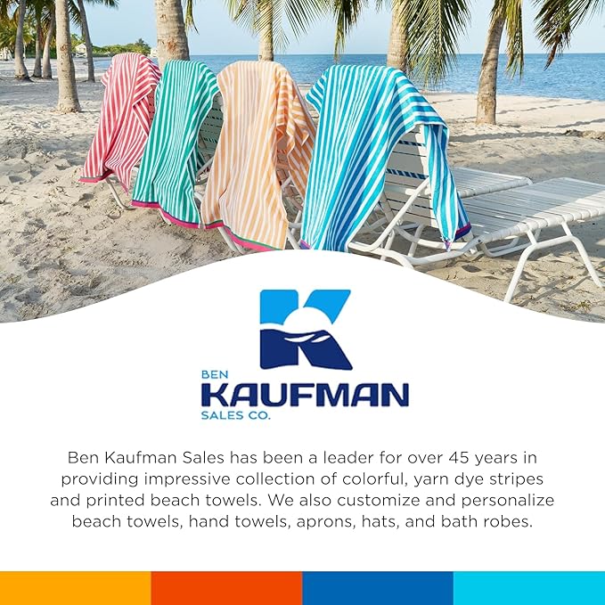 Kaufman - Colorful Racing Striped Beach & Pool Towel - Extra Large Beach Towel - Soft & Absorbent 100% Cotton Towels - Assorted Colors - 30" x 60" (2-Pack)