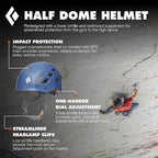 BLACK DIAMOND Half Dome Rock Climbing Safety Helmet | Adjustable Fit | Lightweight & Durable | Ventilated Protection