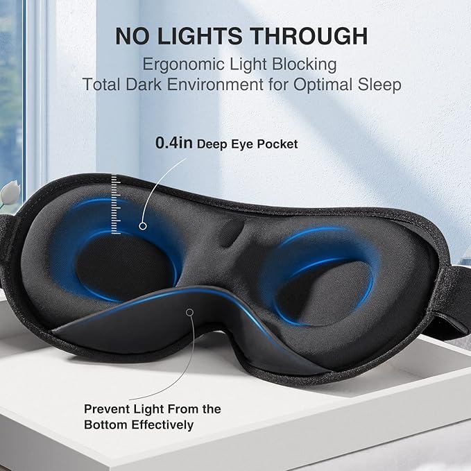 YFONG Weighted Sleep Mask, Women Men 3D Eye Mask Blocking Lights Sleeping Mask (4.2oz/120g), Pressure Relief Night Sleep Eye Mask with Adjustable Strap, Eye Cover Blindfold for Travel Nap Yoga, Purple