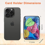 Mayski Credit Card Holder, RFID Blocking, Aluminum Alloy Hard Case, Small Mini Business Metal Wallet for Women Men, Colorful Leaves