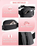 Smasrob Fanny Pack for Women, Crossbody Sling Bag Waist Bag with Multiple Pockets and Adjustable Strap, Black