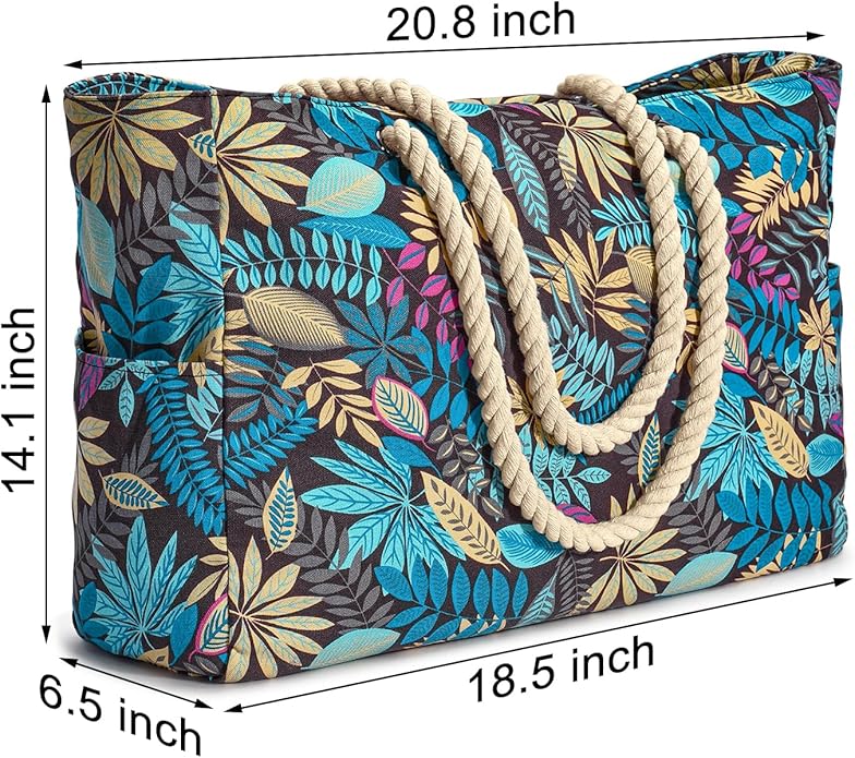 Becokan Beach Bags for Women Large Waterproof Beach Tote Bag Zipper Beach Bags Waterproof Sandproof Swim Pool Bag Large Tote