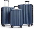 LIGHT FLIGHT Luggage Sets, Durable Hard Shell 3 Piece Set Suitcase with Spinner Wheels, Hardside Lightweight Luggage set with TSA Lock, Large Travel Luggage Set (20" 24" 28"), Dark Blue