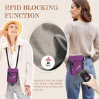 Passport Holder for Travel, Neck Pouch Travel Wallet With RFID Blocking, Waterproof Lightweight Passport Wallet for Women and Men (Purple)
