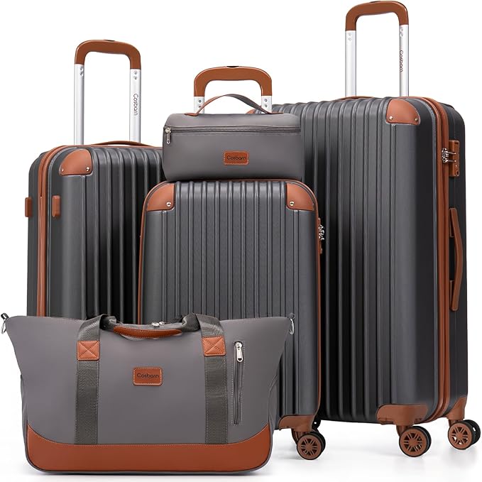 Cosbarn Luggage Sets 5 Piece Suitcases with Wheels, Suitcase Set ABS Hard Case Luggage with TSA Lock Spinner Wheels Durable Travel Luggage