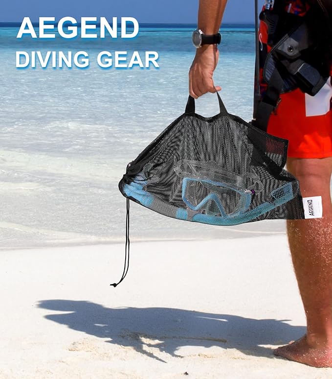 Aegend Snorkeling Gear for Adults Youth Kids, Snorkel Mask with Top Dry Valve - Panoramic View Anti-Leak and Anti-Fog with Mesh Bag for Snorkeling, Scuba Diving, Freediving & Swimming