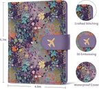 Passport Holder for Travel Essentials, RFID Blocking Leather Cover Wallet with Magnetic Closure, Aesthetic & Cute Passport Book Case for Women and Men - Violet