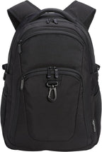 Amazon Basics Travel Laptop Backpack with Multiple Pockets and Compartments for 15.6 inch Laptop, Water Resistant, Spacious with Padded Shoulder Straps, Black | for 15.6 inch Laptop