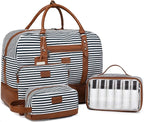Wogarl 4PCS Weekender Bags for Women Large Overnight Weekend Travel Duffel Carry on Shoulder with Shoe Compartment Canvas Toiletry Bag for Travel Business Gym