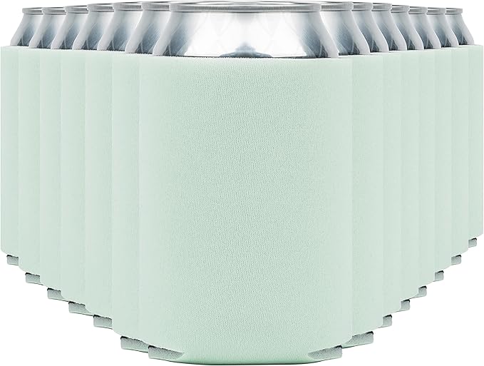 Blank Beer Can Cooler Sleeves (110-Pack) - Soft Insulated Coolies, HTV Friendly Koolies in Bulk for Cans & Bottles - Coolie Blanks for Vinyl Projects & Wedding Favors (Mint)