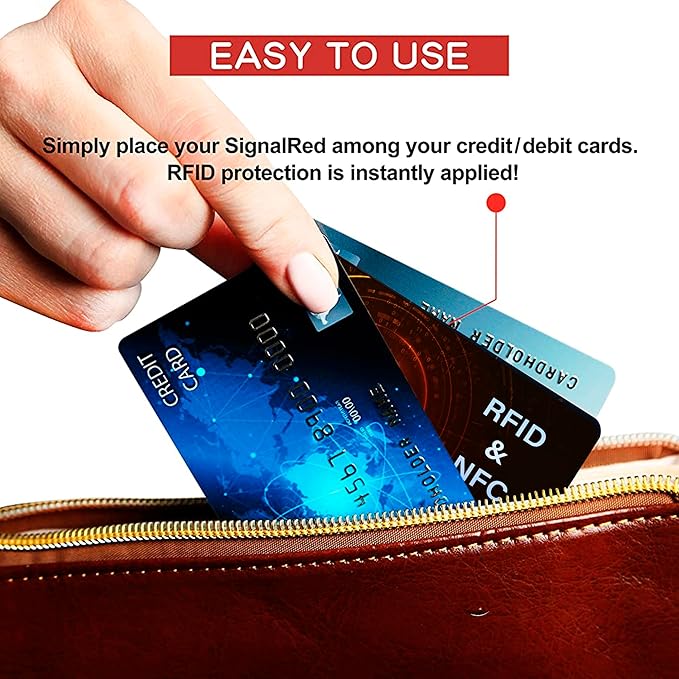 SaiTech IT 5 Pack RFID Blocking Card, Protector for Entire Wallet, Purse, and Debit Credit Cards from NFC Contactless Theft for Men & Women - Orange Black