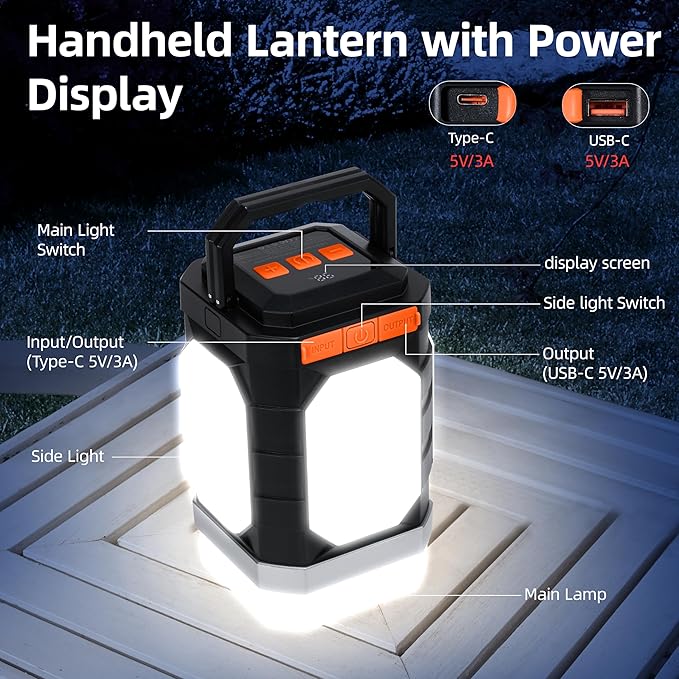 Sinvitron Camping Lantern Rechargeable–30,000mAh Portable Camping Lights, QC3.0 Fast Charging,1000 Lumens,350H Runtime,IPX5 Waterproof Emergency Light for Hurricanes,Power Outages,Camping