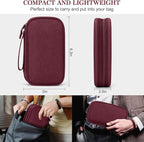 FYY Electronic Organizer, Travel Cable Organizer Bag Pouch Electronic Accessories Carry Case Portable Waterproof Double Layers Storage Bag for Cable, Charger, Phone, Earphone, Medium Size, Wine Red