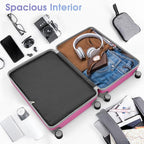 Luggage Sets 3 Piece with Double Spinner Wheels, Carry on Hardshell ABS Suitcases Set with TSA Lock, Lghtweight Checked Luggage for Different Travelling (Pink, 20"/24"/28")