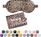 Blissy Silk Sleep Mask - Eye Sleeping Mask for Women & Men for Total Blackout - 100% Pure Mulberry Silk, 22 Momme 6a Fibers - Blindfold Sleep Mask Side Sleeper Eye Cover (Leopard)