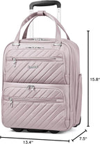 LUGGEX Underseat Carry On Luggage with Wheels, UDK Stylish Lightweight Under Seat Luggage, Soft Sided Personal Item Suitcase for Short Trip (UX-Core, Grey Pink, 16 Inch)