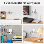 [ETL Listed] Cable Matters 3-Pack 3 Outlet Wall Adapter (Grounded Cube Tap, Outlet Splitter, 3 Way Plug Adapter, 3-Prong Power Splitter), White