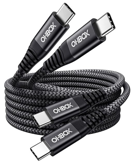 USB C to C Cable 60W [2Pack 3FT], USBC to USBC Fast Charging Cable for CarPlay Durable Braided iPhone USB C Charger Cable USB Type C Cord for iPhone 17/16/15/Pro Max, Samsung Galaxy S23 and More-Black
