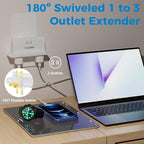 3 Outlets 2 Prong Polarized Lateral Swivel Wall Tap Adapter, 180 Degree Swivel Wall Tap, 2-Prong to 2-Prong Triple Outlet Converter, Wall Tap, Travel Essentials, Polarized, ETL Listed, 2 Pack