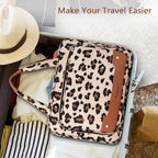 Wedama Toiletry Bag for Women, Hanging Travel Toiletry Bag with Jewelry Organizer Compartment Large Makeup Bag, PVC Waterproof Cosmetic Travel Bag Trips Camping Bathroom, Leopard Print