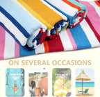 Casa Copenhagen Bora Bora Towels 4Pcs Teal, Pink, Red, Yellow Designer Stripe Beach Towels Gift Set, 30"x 60" Oversized 100% Cotton Pool Towels, Bath Towels for Beach (Summer Gift Set For Women & Men)
