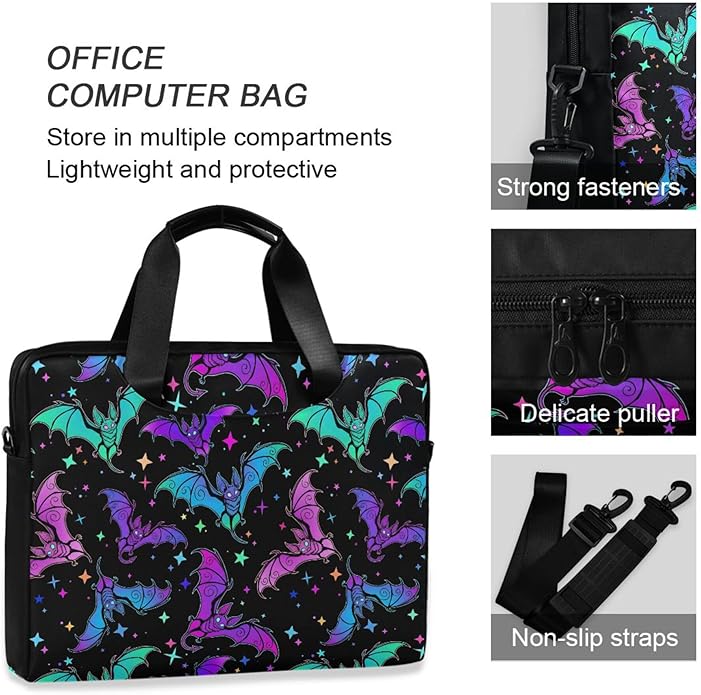 MNSRUU Laptop Bag for 15.6 inch Black Gothic Bats