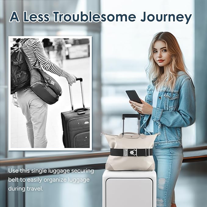 Travel Inspira Travel Belt for Luggage - Stylish & Easy-to-Use Elastic Strap for Suitcases & Carry-On Bags, Adjustable for Secure Travel