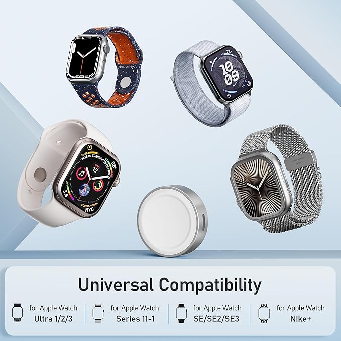 Elebase Apple Watch 11 Charger,5W USB C Magnetic Charging Adapter for iWatch USBC & iPhone Power Port,Portable Type C Wireless Watch Charger Dock for iWatch Series 10 9 8 7 6 Ultra SE 3 2,42/46/44mm