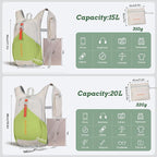 BECOJADDE 15L Small Hiking Backpack for Men Women Foldable Packable Back Pack Ultralight Hiking Daypack for Travel Camping Outdoor, Beige Green