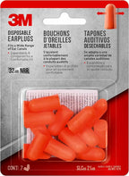 3M Disposable Earplugs, 7 Pairs (14 Total Plugs), Noise Reduction Rating (NRR) 32 dB, Easy to Insert & Remove, Expandable & Contoured for Comfortable Fit, Orange Ear Plugs (92077H7-DC) (Pack of 2)