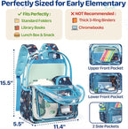 Bagseri Clear Backpack for Boys - 15 Inch Heavy Duty Kids Clear Bookbag for Kindergarten to Grade 2, Transparent School Bag with Reflective Strip, Fits Folders, Navy Space