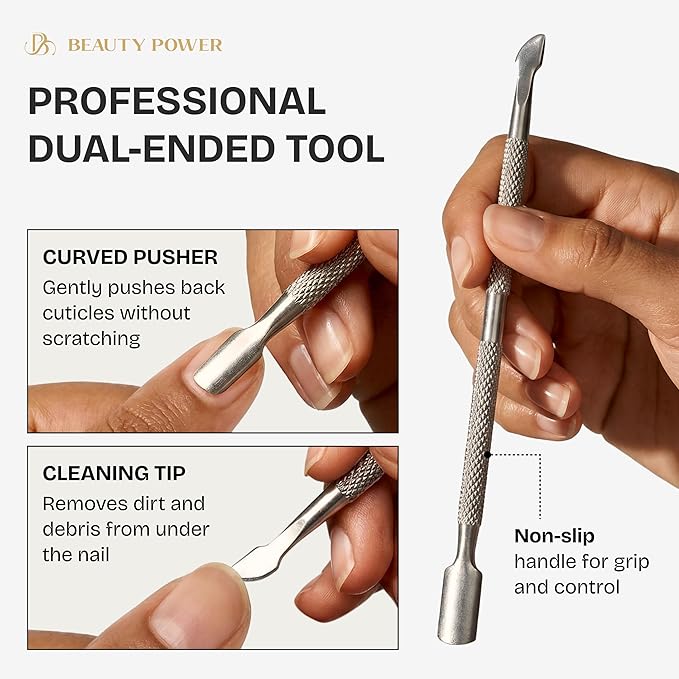Beauty Power 9 in 1 Professional Manicure Pedicure Set - Stainless Steel Nail Clippers, Nano File, Cuticle Nipper, Scissors, Tweezers, Travel PU Leather Case for Men & Women - Gift Ready New (Blue)