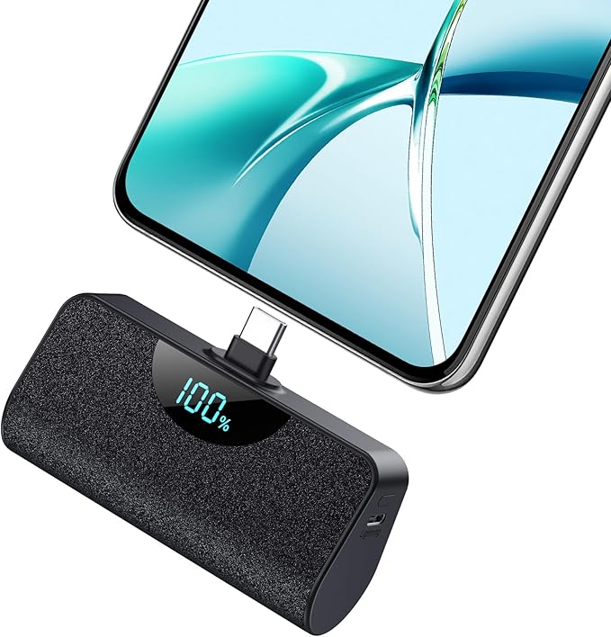 Mini Portable Charger USB C Power Bank,Upgraded 5200mAh PD Fast Charging Battery Pack Built-in USB-C Connector Travel Essential for iPhone17/17Pro/17Pro Max/Air/16 Plus/16Pro Max/15 Series,Android