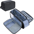 ZEEMO Travel Toiletry Bag for Men, Medium Water-Resistant Double-Sided Full-Open Dopp Kit, Versatile Organizer for Shower and Hygiene Accessories, Bathroom Essentials, Cosmetics, Large, Black