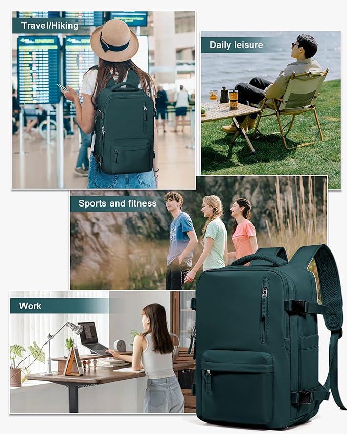 Travel Backpack Women,Carry On Backpack Flight Approved 18x14x8 inches Bag Spirit Airlines Personal ltem,College Sports Hiking Rucksack Waterproof Outdoor Casual Daypack Laptop Blackpack,Peacock Blue