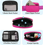 Fanny Pack Crossbody Bag for Women and Men, Belt Bag for Hiking Bum Bag with Adjustable Strap, Waist pack for Running Workout Sports Travel Black+Magenta
