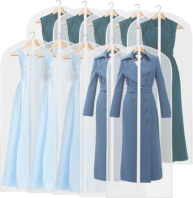 Simple Houseware 55-Inch Clear Garment Bags with Zipper for Suits, Dresses, Costumes, Uniforms - 10 Pack