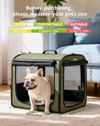 Dog Car Carrier Light Weight 24×17.7×20.5in, Dog Carrier Easy to Assemble, Dog Car Crate Portable and Breathable, Foldable Pet Carrier for Indoor and Outdoor, Dog Travel Crate with Curtain Green