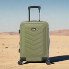 US ARMY Fox 20 inch Carry-On Hardside Luggage with Spinner Wheels | Lightweight Small Suitcase for Travel | Chevron Icon, Gel Handle, Side Studs, Retractable Trolley, Heavy Duty | Olive Drab