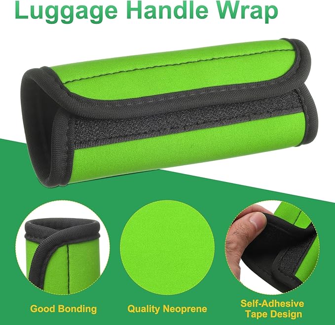 uxcell 3 Pcs Luggage Handle Wrap for Suitcase, Neoprene Handbag Grip Cover Protector Luggage Identifiers Suitcase Handle Wraps for Luggage Shopping Bag Travel Bags, Fluorescent Green