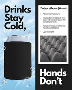 PartyPrints 200 Pack Black Blank Can Cooler Sleeves, Customizable Bulk Insulated Foam for Beer, Collapsible Plain Drink Holder, Cold Soda Insulator, 12oz Regular, 16oz Tall Cans