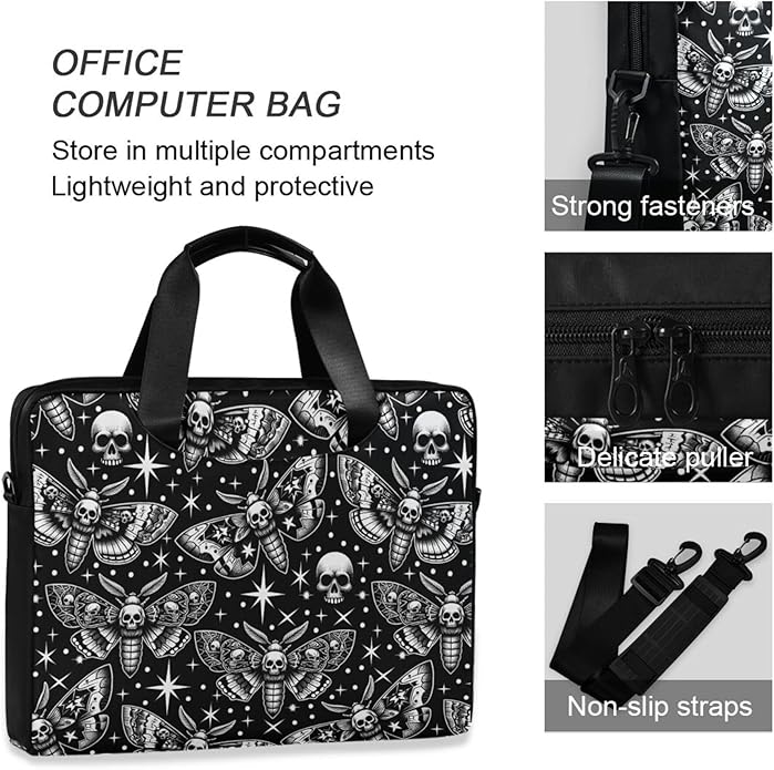 MNSRUU Laptop Bag for 15.6 inch Black Gothic Bats