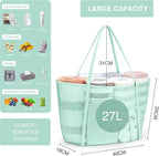 KALIDI Upgrade Version Beach Mesh Tote Bag MAX 27L Large capacity,Shoulder Bag Nylon Hobo Women Casual Foldable Beach Picnic