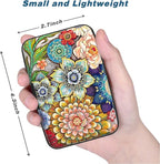Credit Card Holder, Mini Aluminum Card Wallet RFID Blocking Slim Metal Hard Card Case for Women Men, Mandala Flower