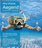 Aegend Snorkeling Gear for Adults Youth Kids, Snorkel Mask with Top Dry Valve - Panoramic View Anti-Leak and Anti-Fog with Mesh Bag for Snorkeling, Scuba Diving, Freediving & Swimming