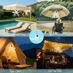 Portable Ceiling Fan with Lights Remote,USB Rechargeable Camping Fan,9.25" Wireless Tent Fan with 4 Speeds,Timer,Battery-Powered Ceiling Fan for RV,Truck,Rooftop Tent,Travel,Camping